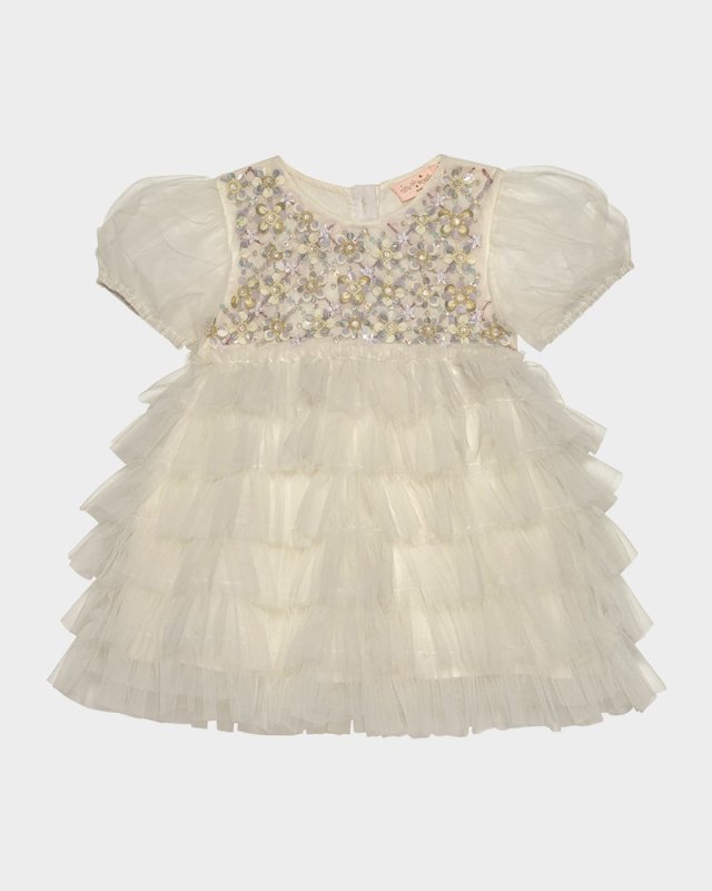 Girl's Bebe Meadow Embellished Tulle Dress, Size Newbor